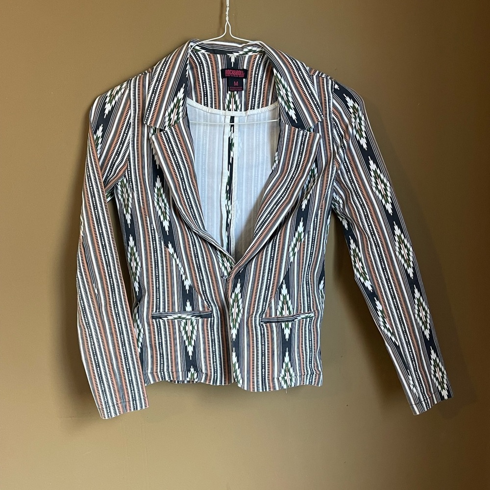 Rock & Roll Cowgirl Navy and Brown Striped Blazer